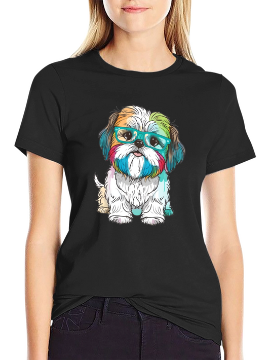 Dog with Glasses Graphic T-Shirt