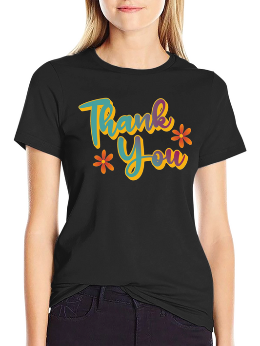Thank You Graphic T-Shirt - Casual Black Tee