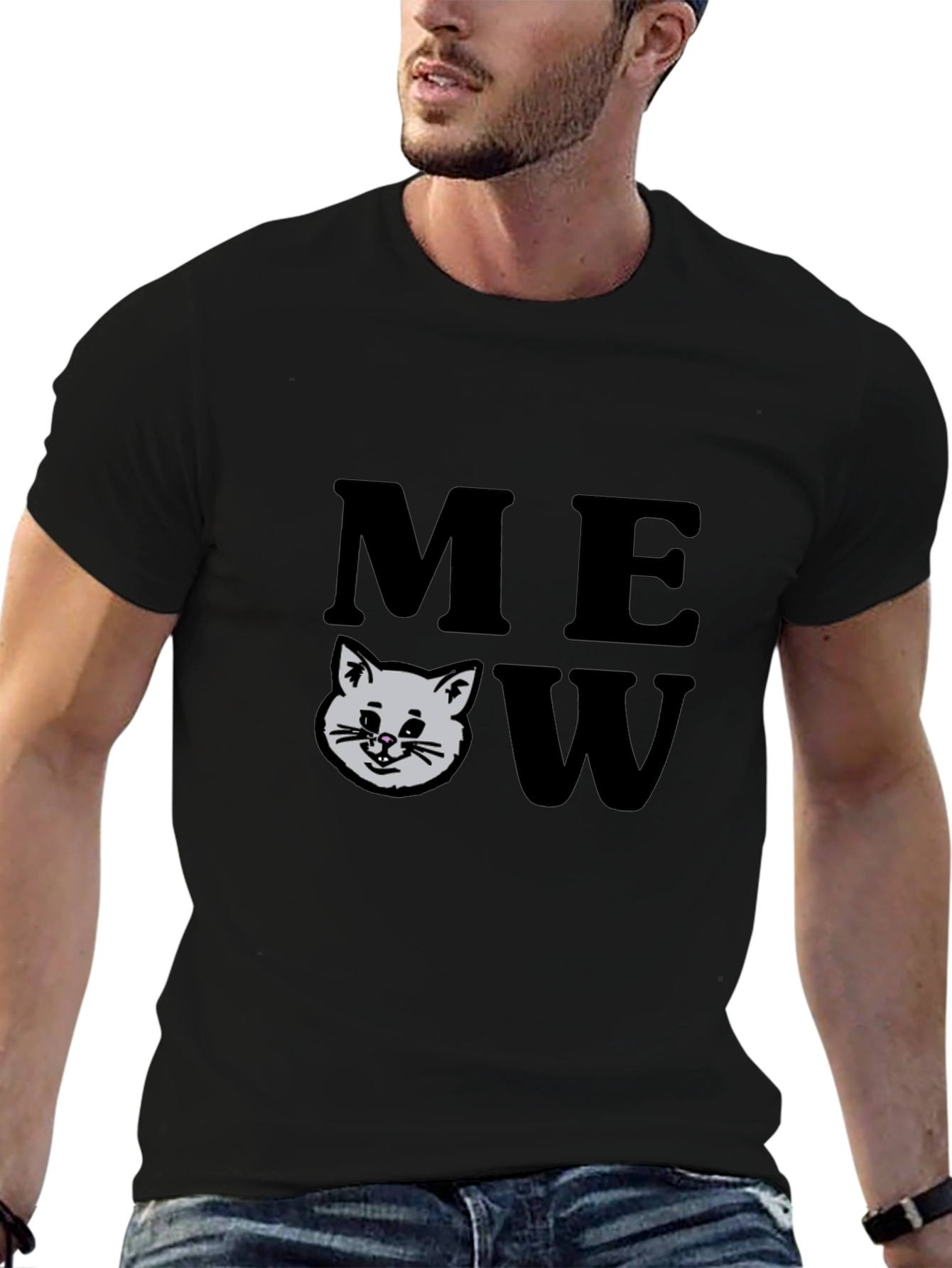 Meow Cat Graphic Tee - Trendy Unisex Shirt