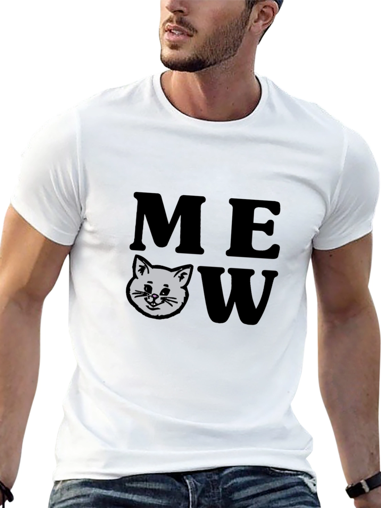 Meow Cat Graphic Tee - Trendy Unisex Shirt