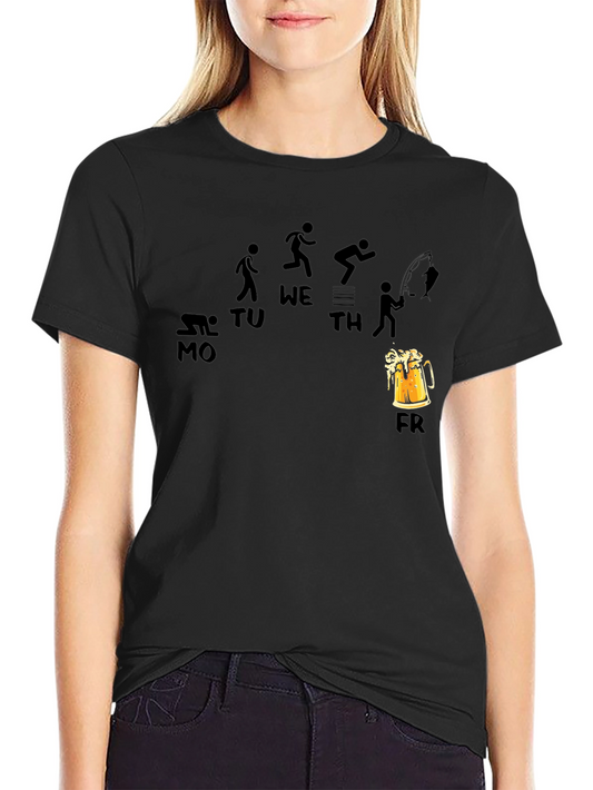 Funny Weekday Progression Black T-Shirt