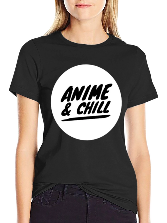 Anime & Chill Black Graphic T-Shirt