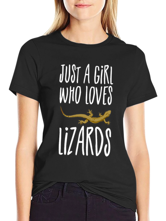 Girl Loves Lizards Black T-Shirt