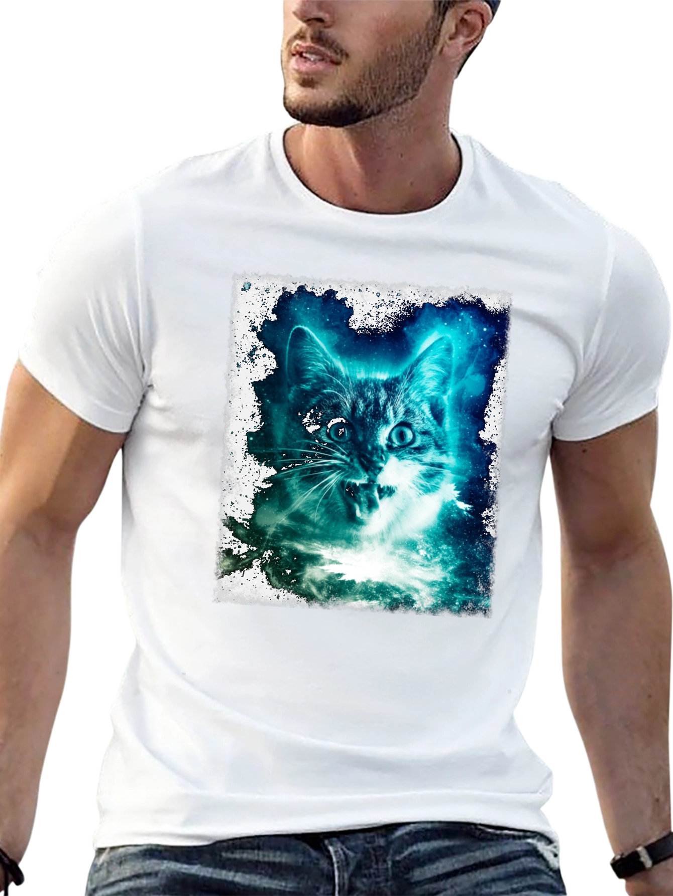Galactic Cat Graphic Tee - Black T-Shirt