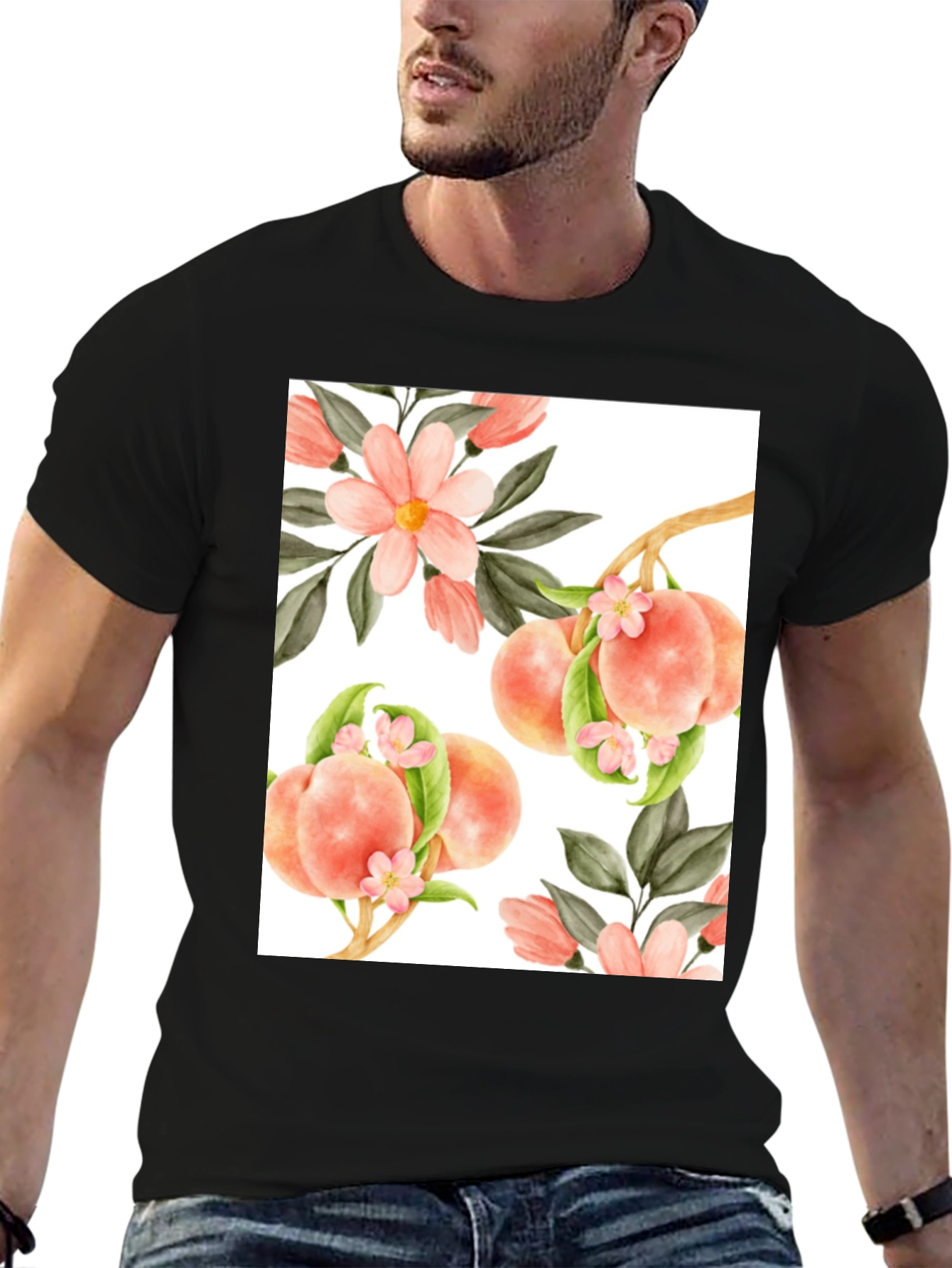 Peach Floral T-Shirt - Unique Design