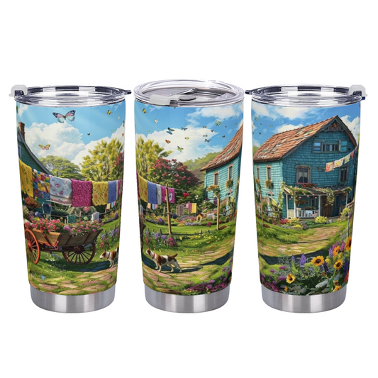 Colorful Cliffside Cinque Terre Coastal Village 20oz Scenic Tumbler