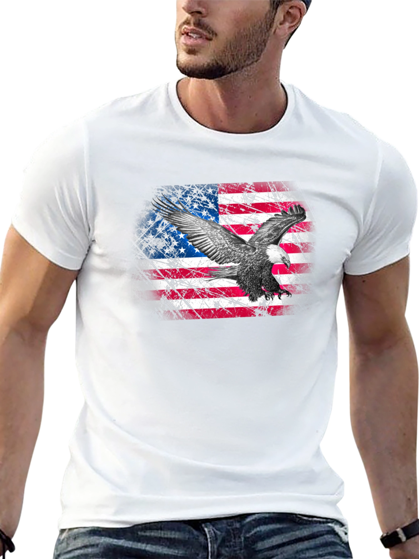 American Flag Eagle Graphic T-Shirt