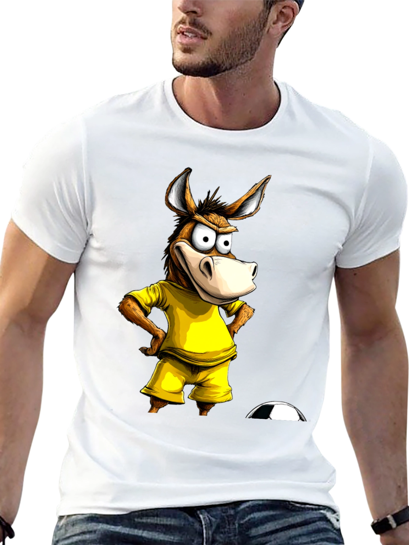 Funny Donkey Soccer T-Shirt - Black Cotton Tee