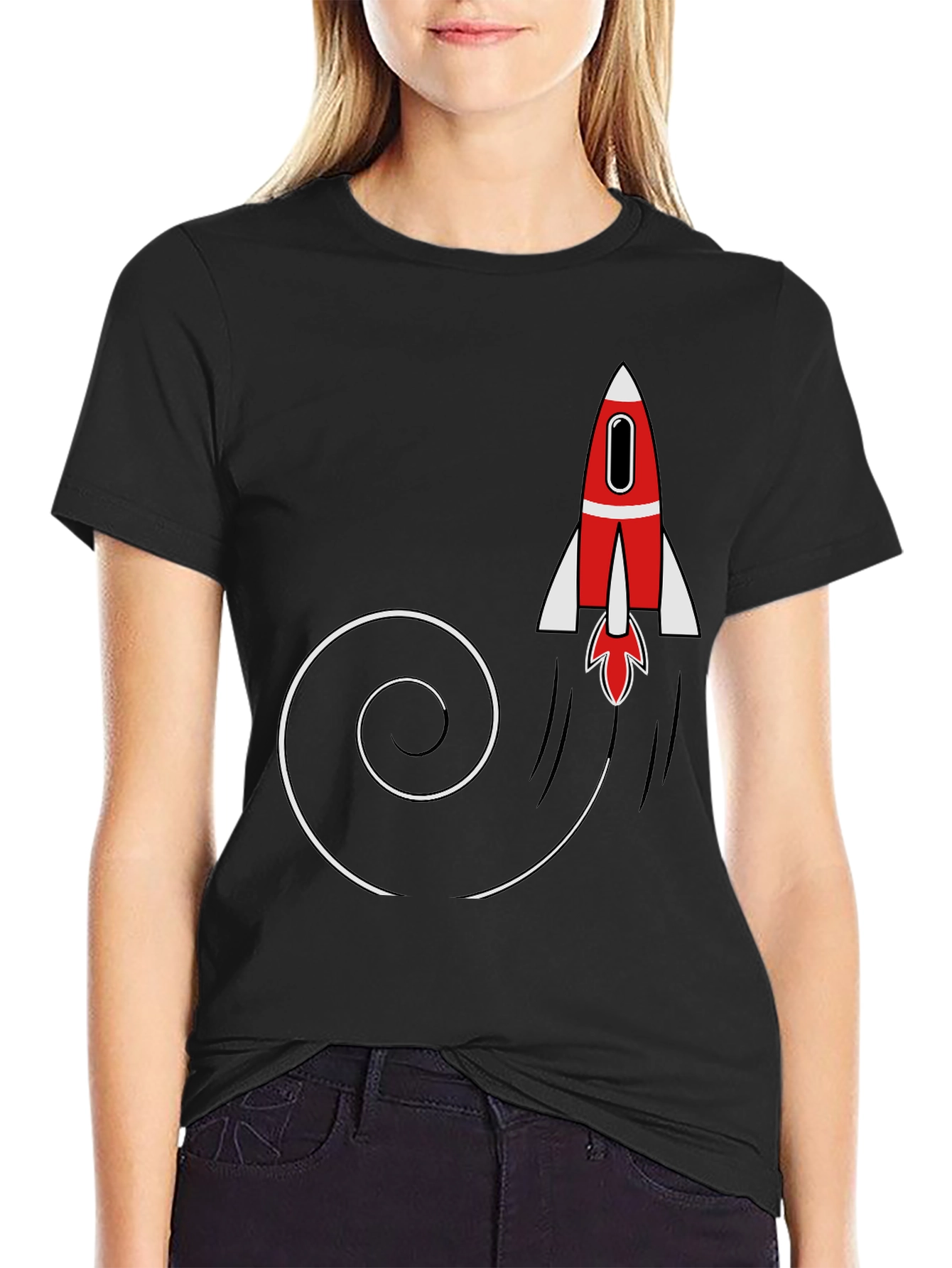 Rocket Launch Mens Black Graphic T-Shirt