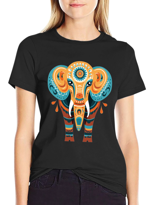 Elephant Graphic Tee - Unique Tribal Design