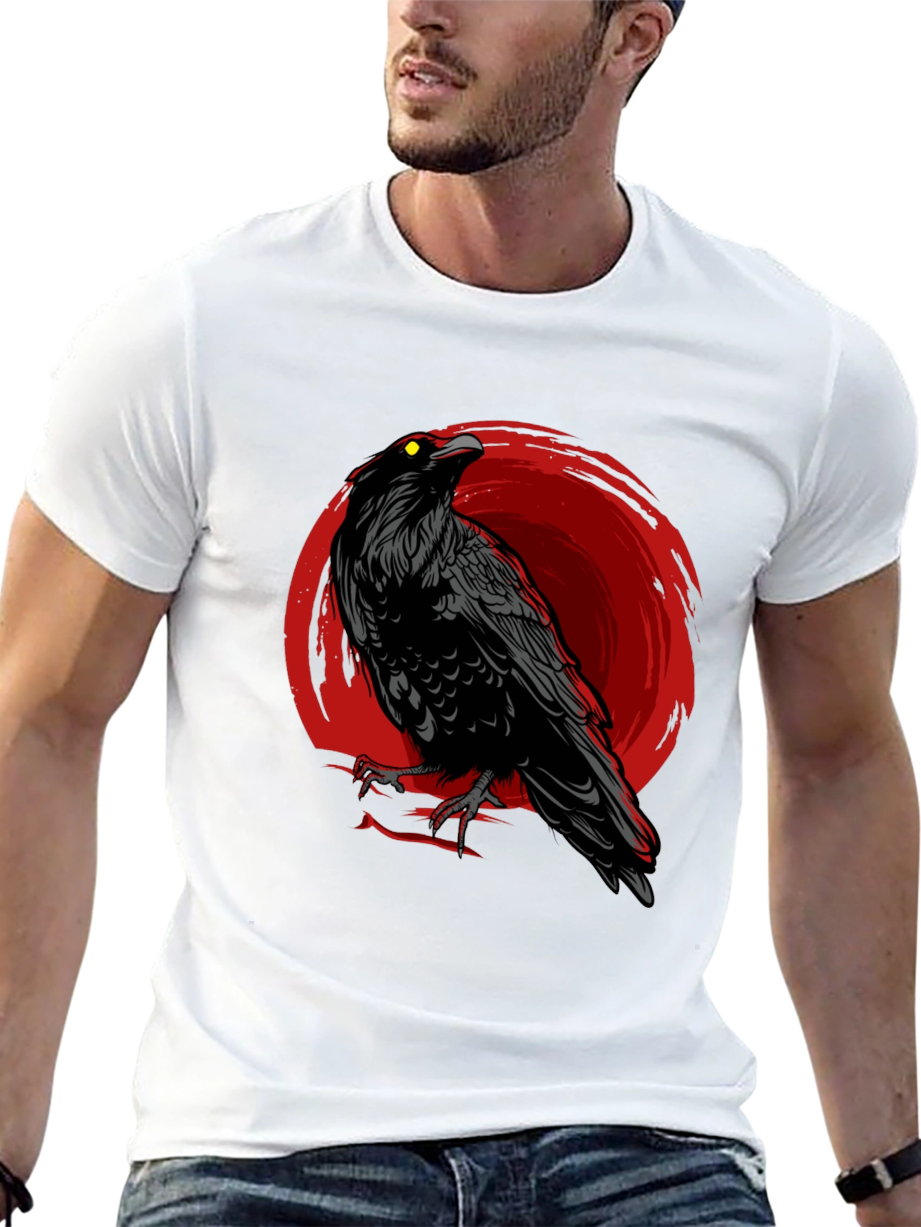 Raven Graphic T-Shirt - Mens Black Crow Tee