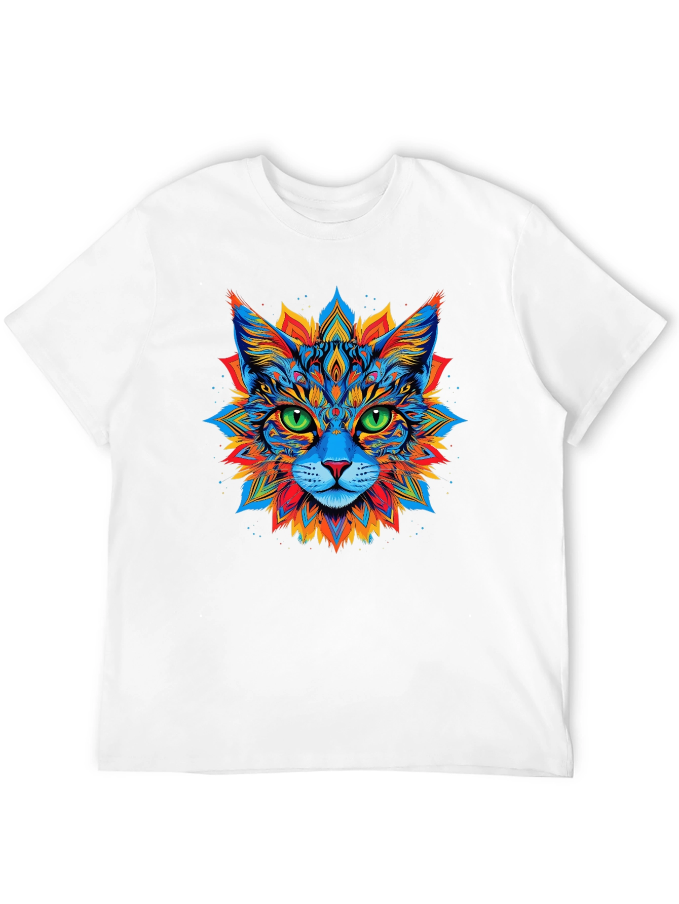 Psychedelic Cat Graphic Tee - Black T-Shirt