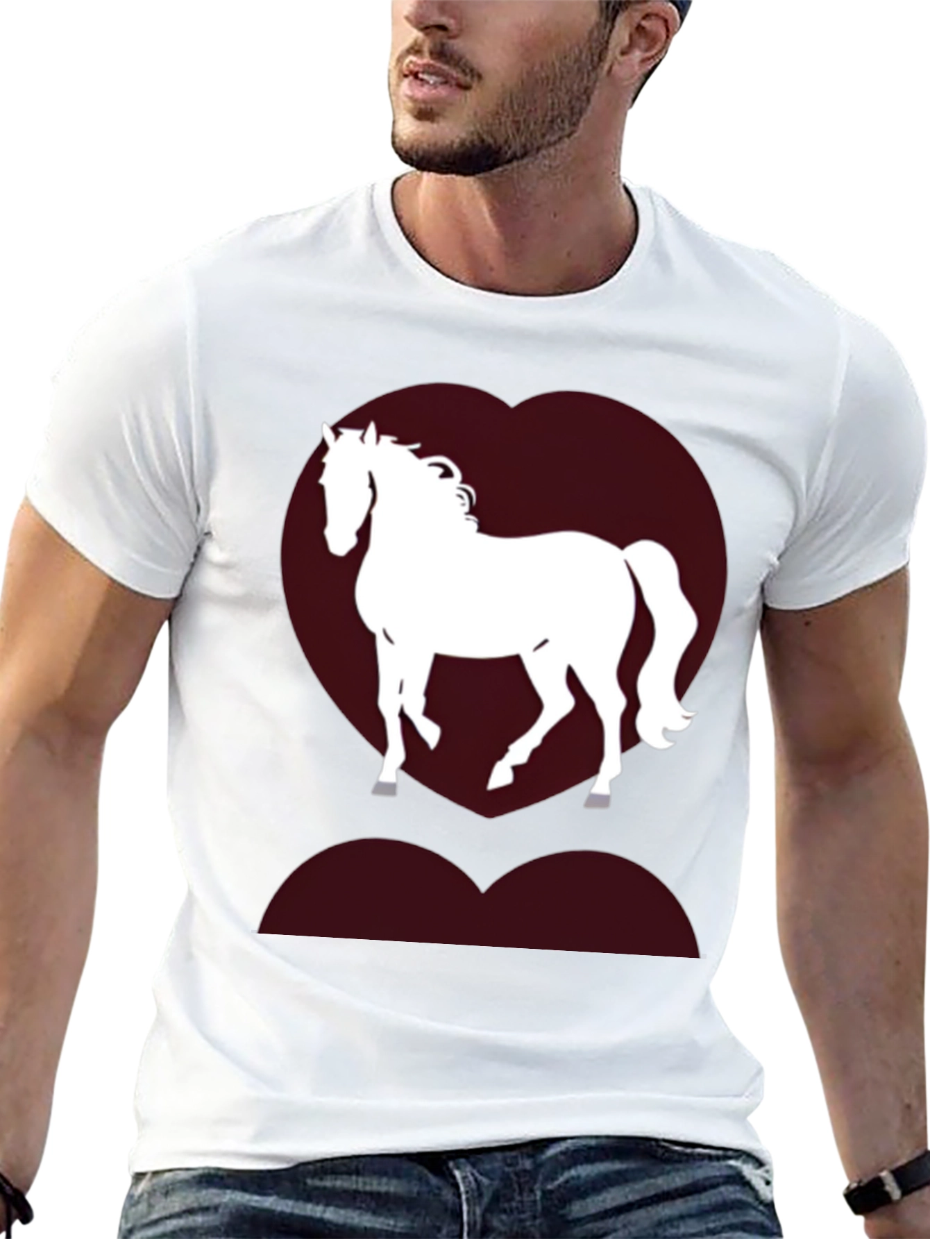 Horse Love Heart T-Shirt - Black