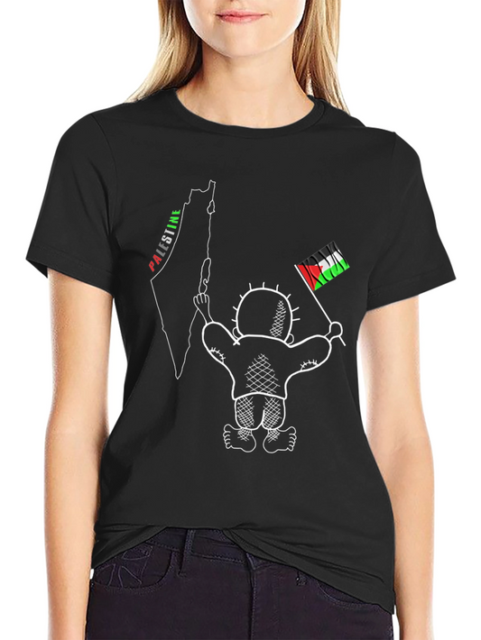Palestine Map & Flag Graphic Tee - Unisex Black T-Shirt
