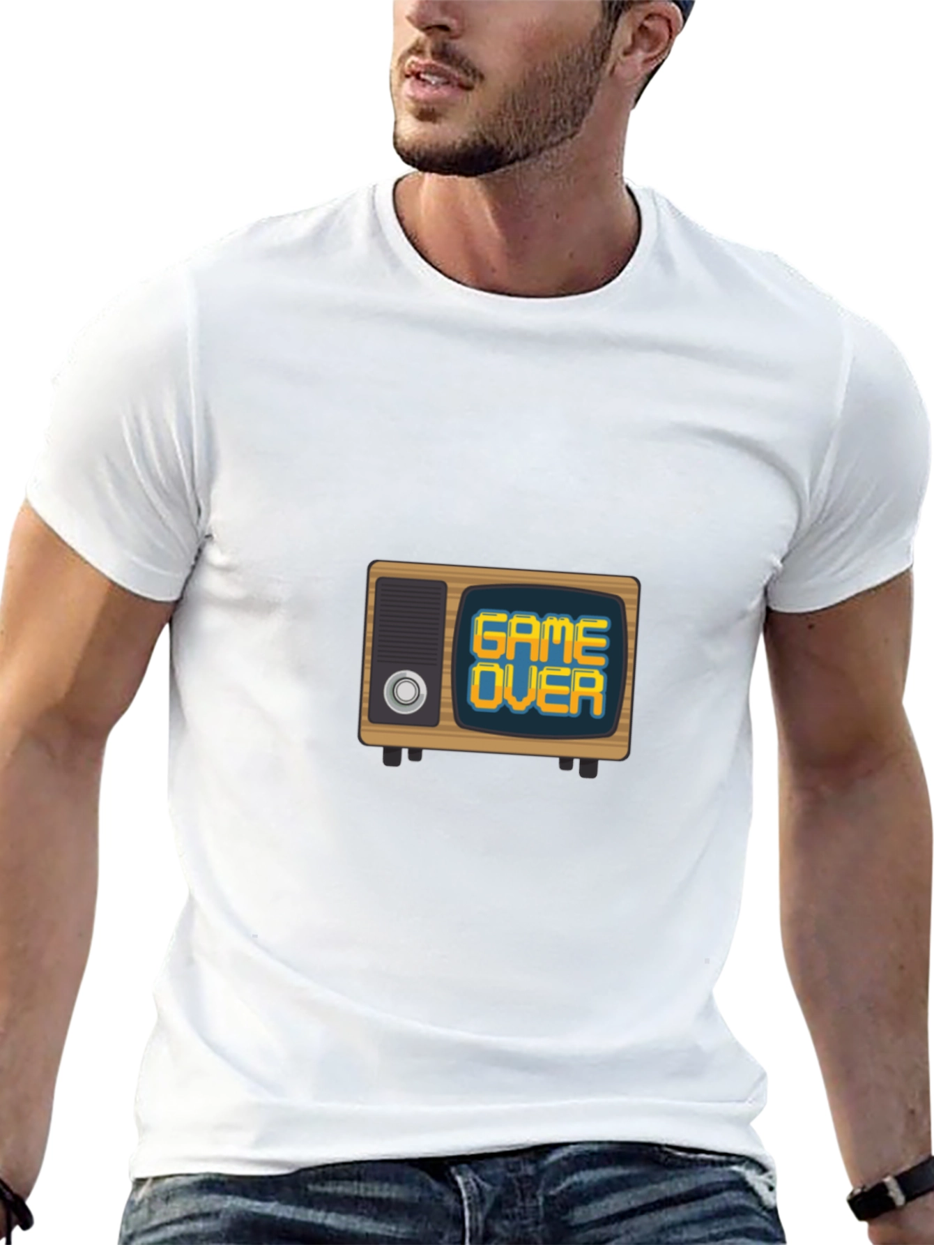 Game Over Retro TV Mens Black Graphic Tee