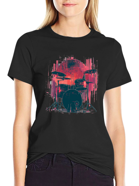 Drum Set Graphic Tee - Rock Music T-Shirt