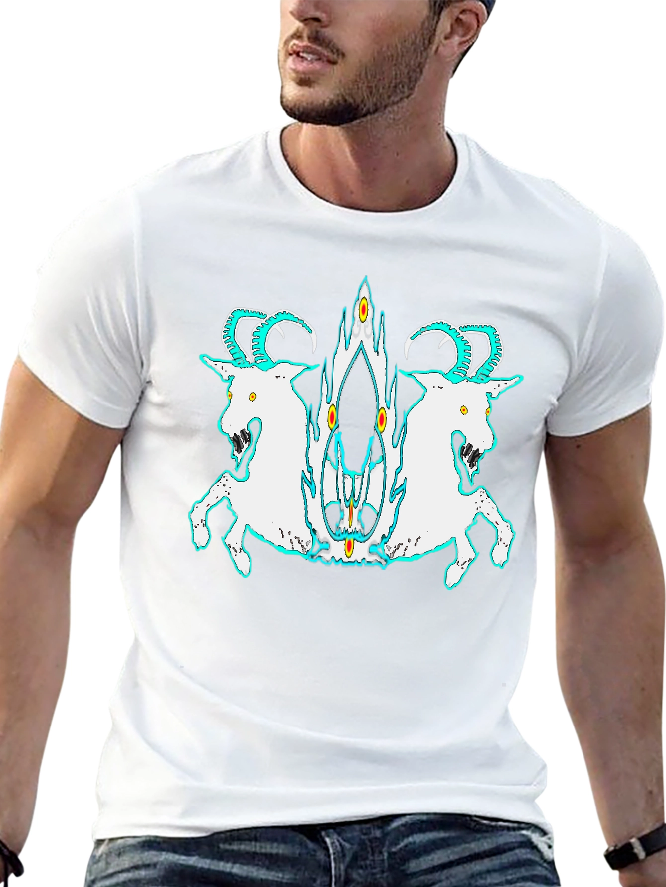 Black T-Shirt with Goat Design