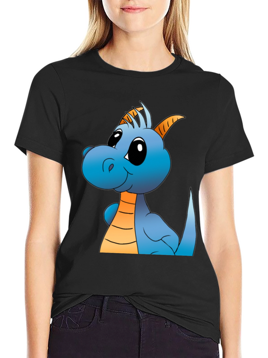 Cute Cartoon Dragon Black T-Shirt