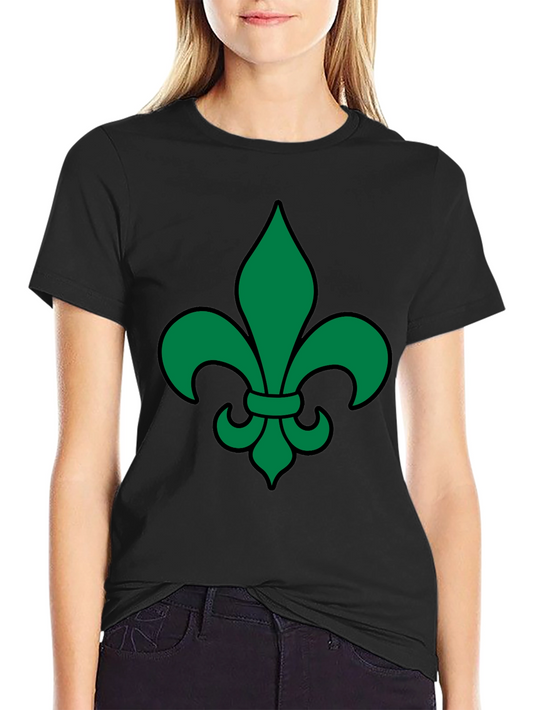 Green Fleur-de-lis Black T-Shirt