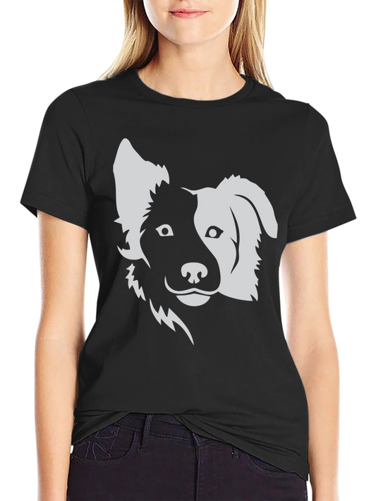 Dog Graphic Tee - Black Cotton Blend T-Shirt