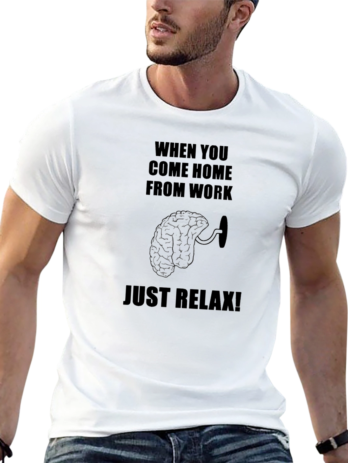 Relax After Work Brain Black T-Shirt