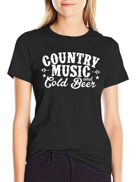 Country Music & Cold Beer Graphic Tee - Black