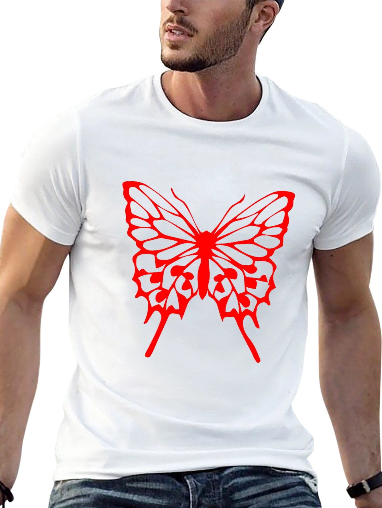 Butterfly Graphic Tee - Bold Red Design