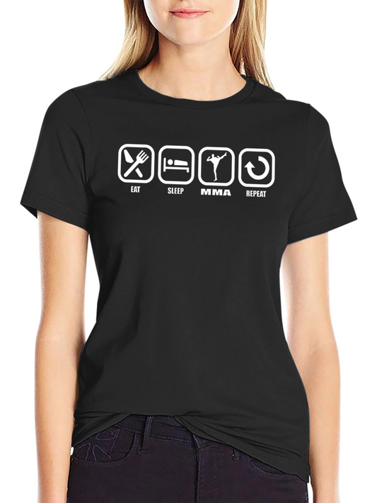 Eat Sleep MMA Repeat T-Shirt - Black Graphic Tee