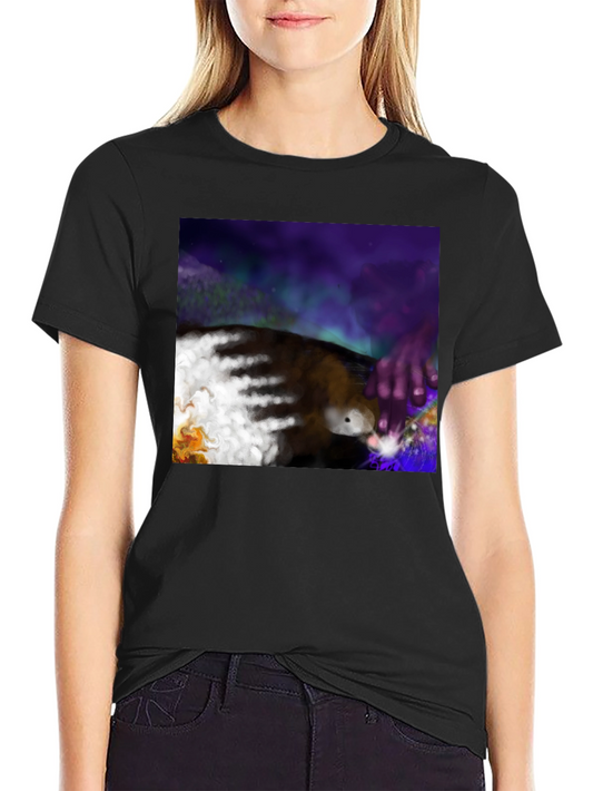 Artistic Aurora Borealis Graphic Tee - Black