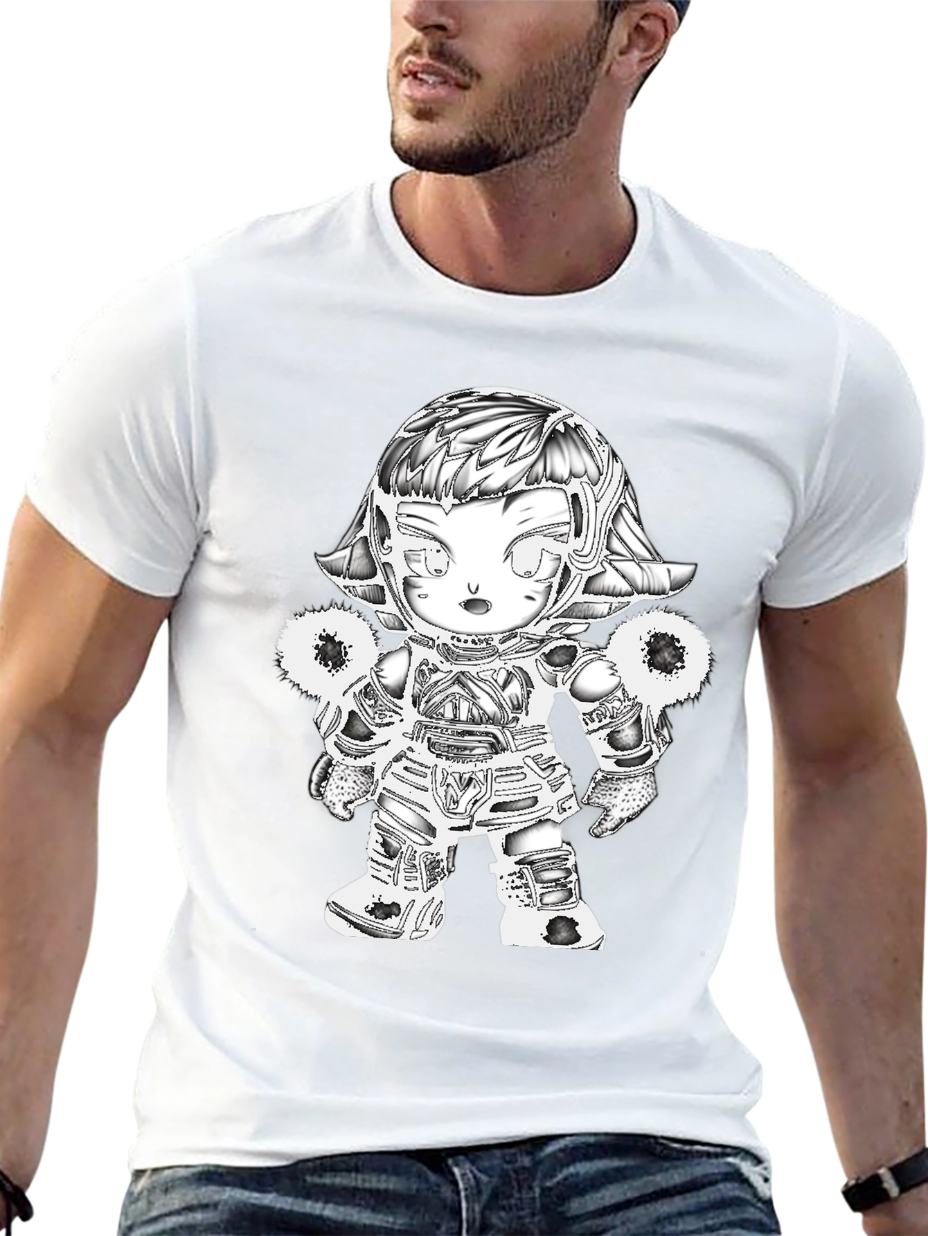 Sci-Fi Character Graphic Print T-Shirt