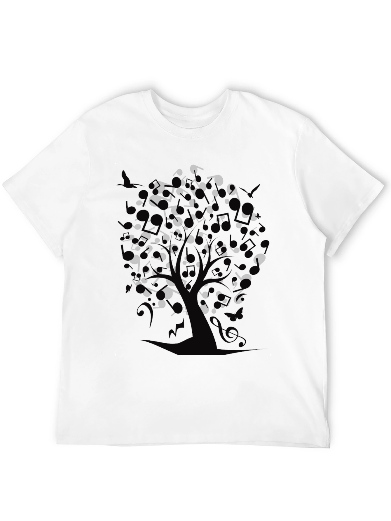 Musical Tree Graphic Black T-Shirt