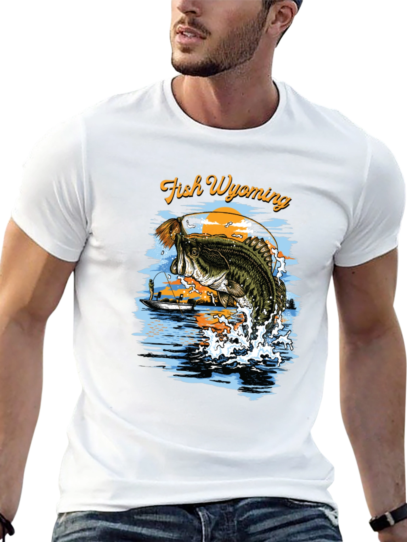 Fish Wyoming Black Graphic T-Shirt