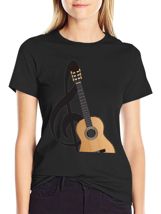 Guitar and Treble Clef Graphic T-Shirt