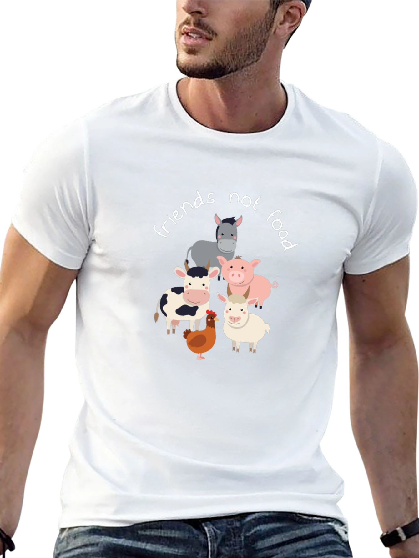 Vegan T-Shirt: Friends Not Food Animal Graphic Tee