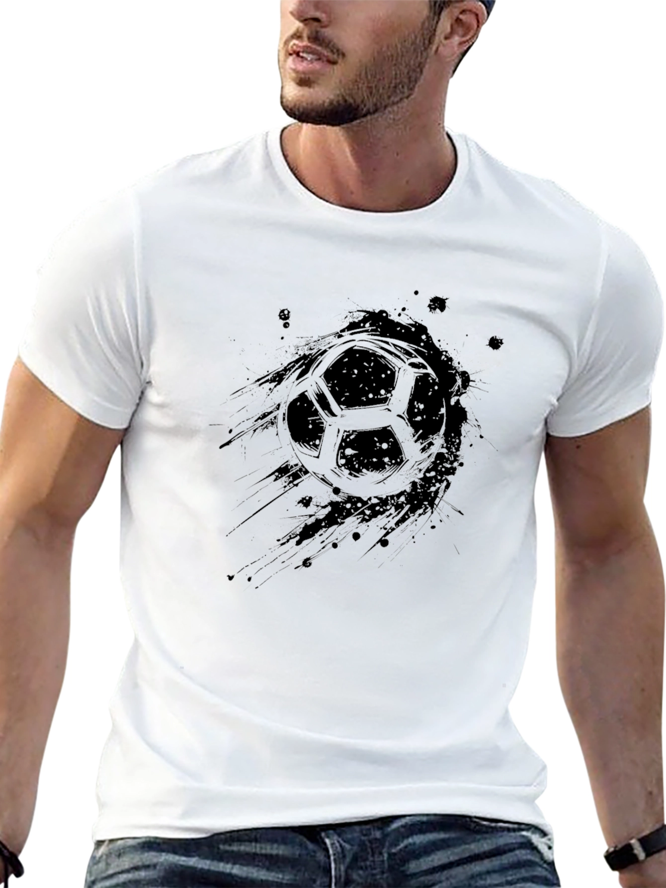 Soccer Ball Graphic Black T-Shirt