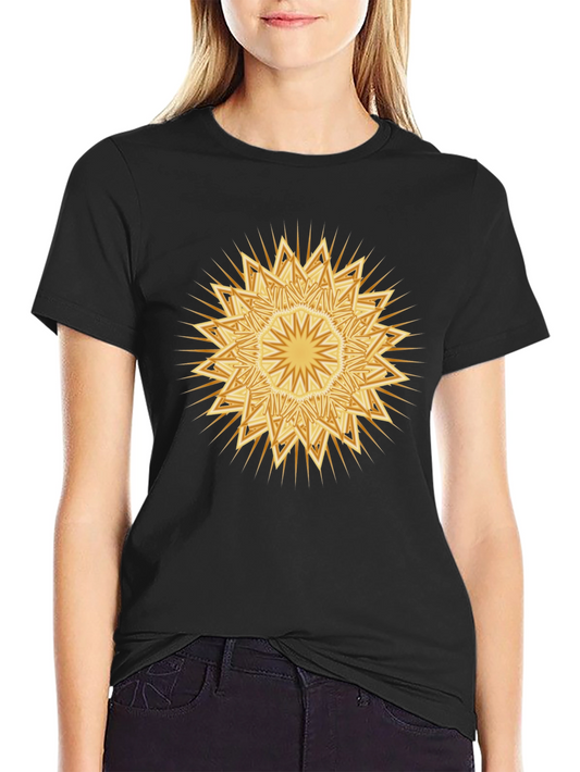 Golden Mandala Graphic Black T-Shirt