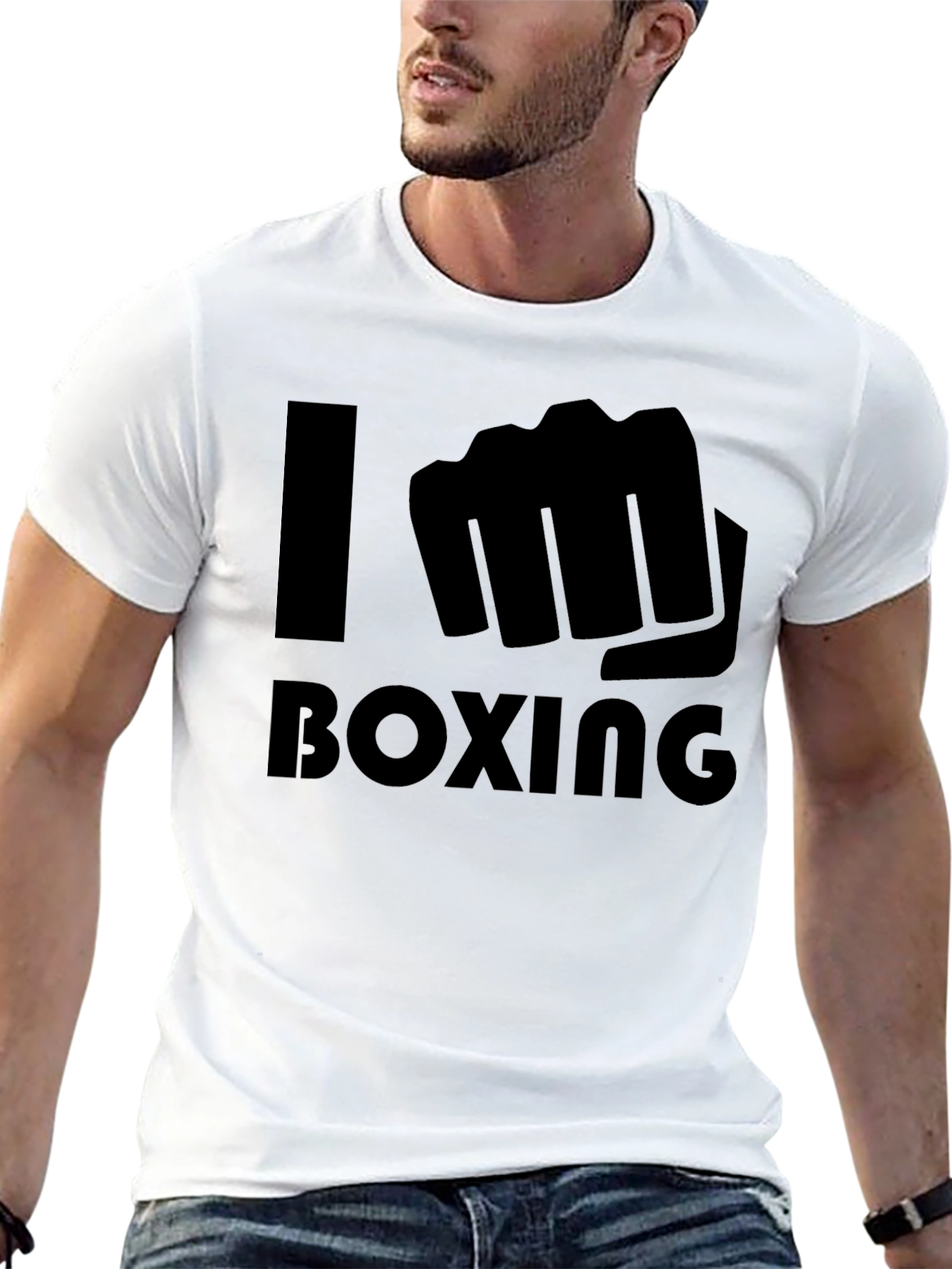 I Love Boxing Black T-Shirt Punching Fist Graphic Tee