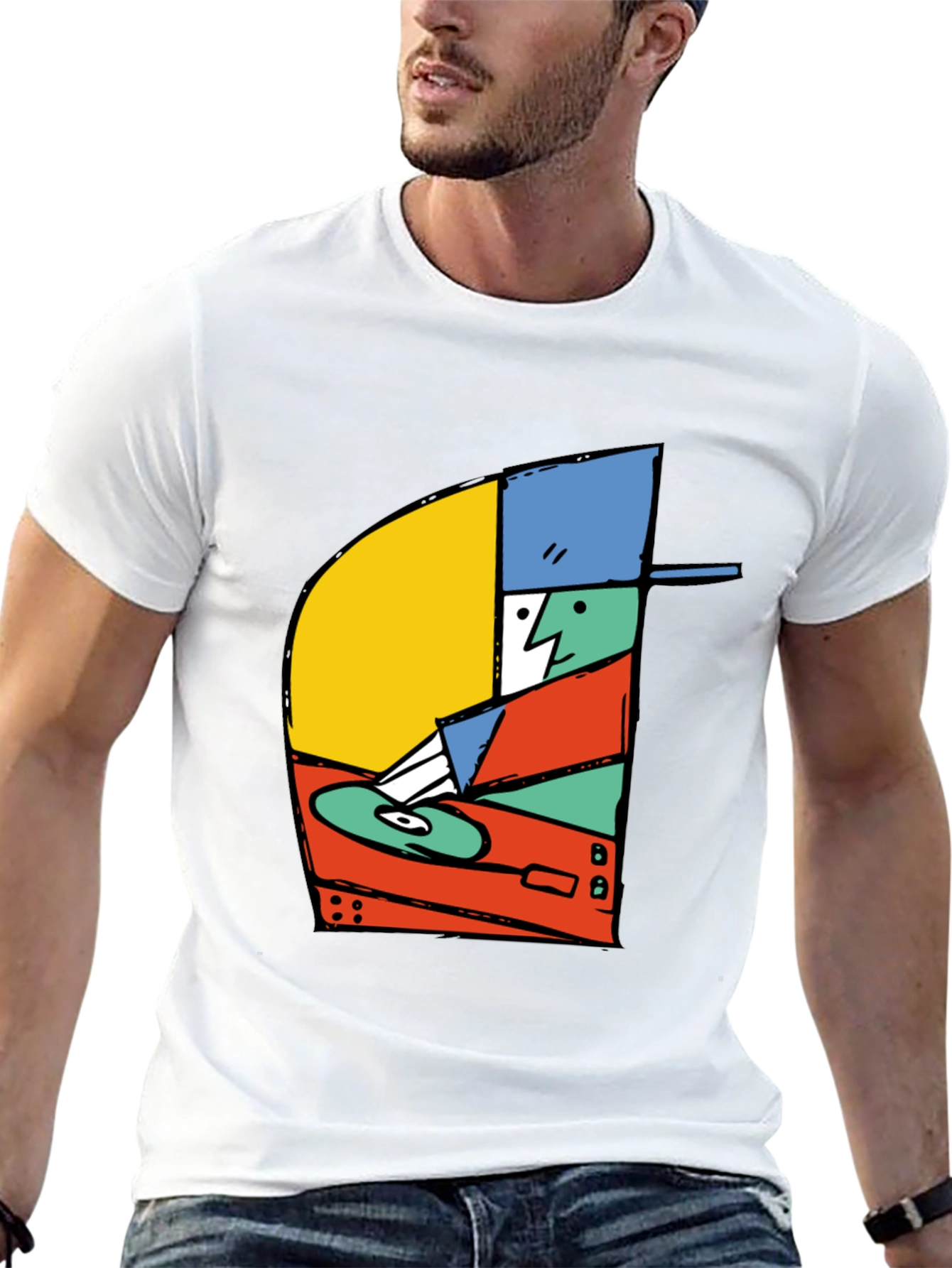 Retro DJ Graphic T-Shirt - Black