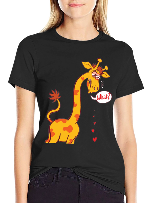 Funny Giraffe What? T-Shirt - Black