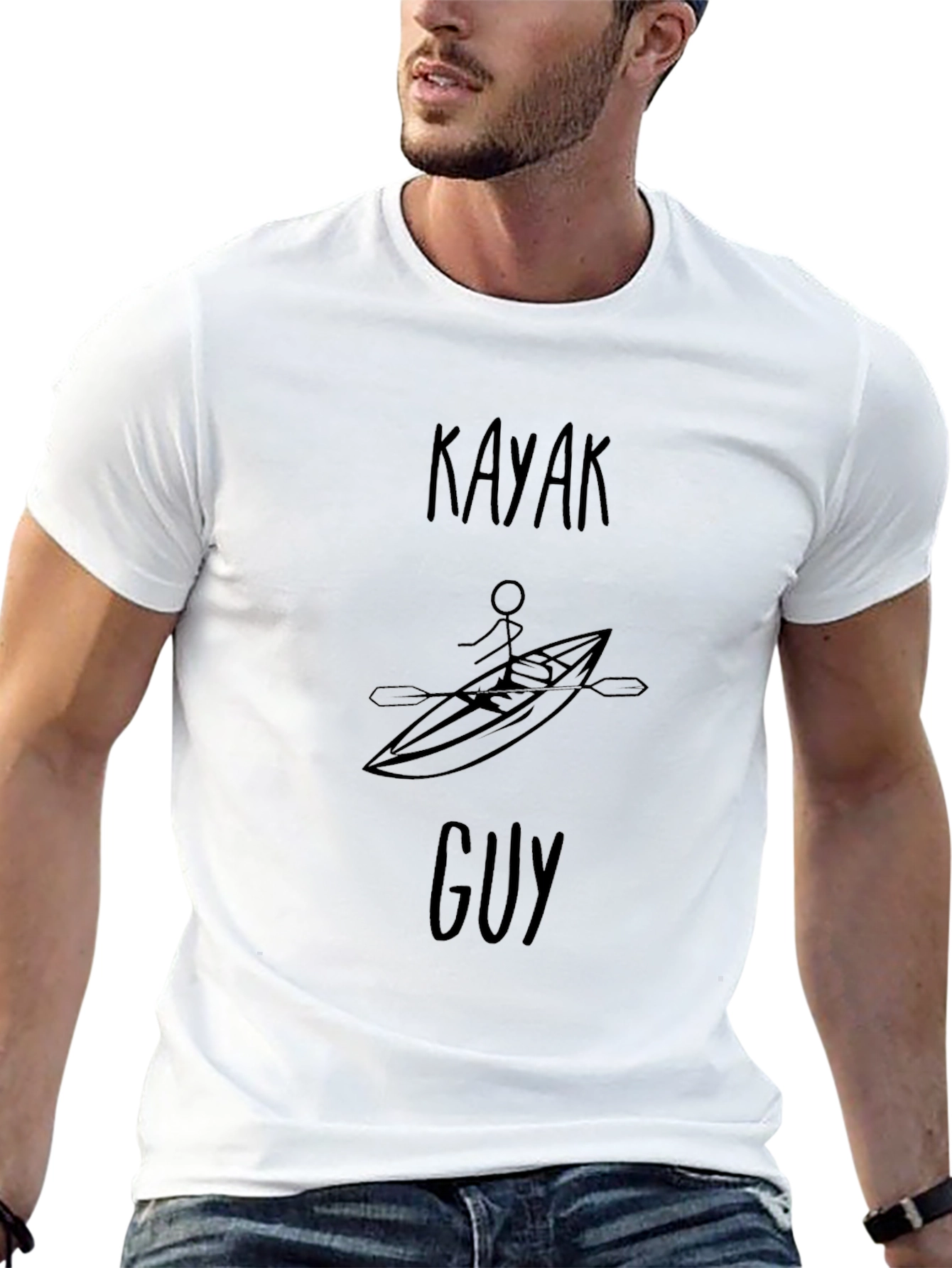 Kayak Guy T-Shirt - Black Cotton Tee