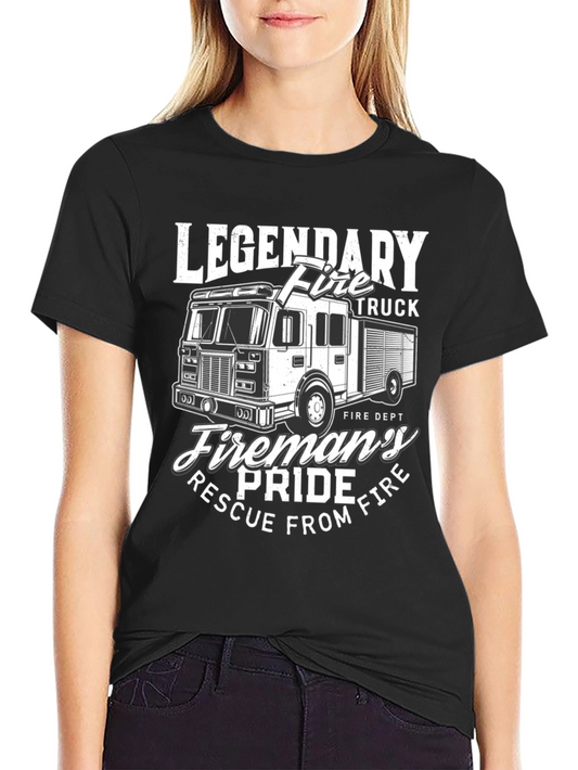 Legendary Fire Truck T-Shirt: Firemans Pride Rescue Tee
