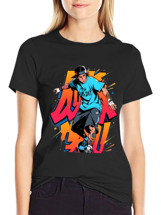 Cool Skater Graphic Tee - Black