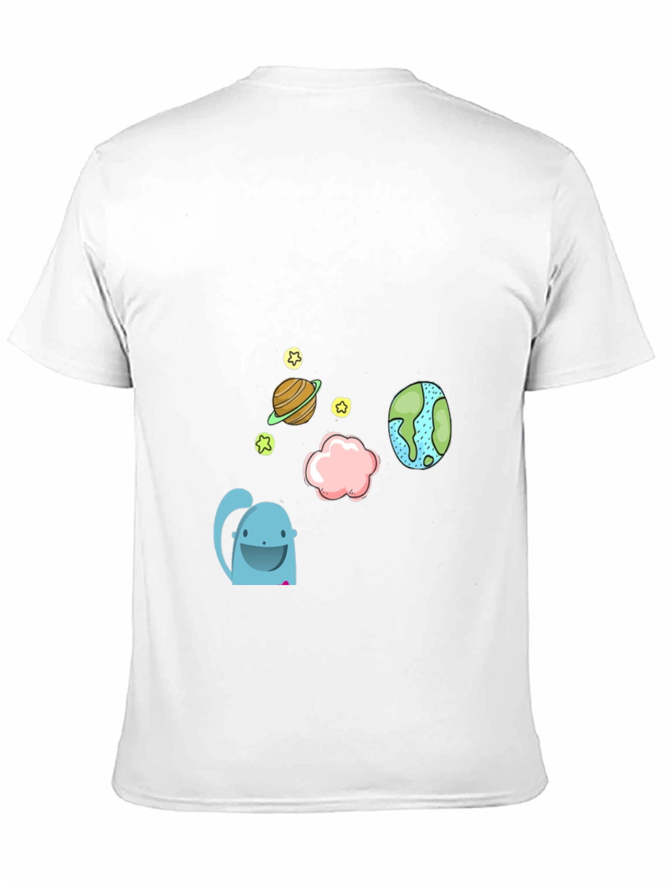Cartoon Space Graphic Black T-Shirt