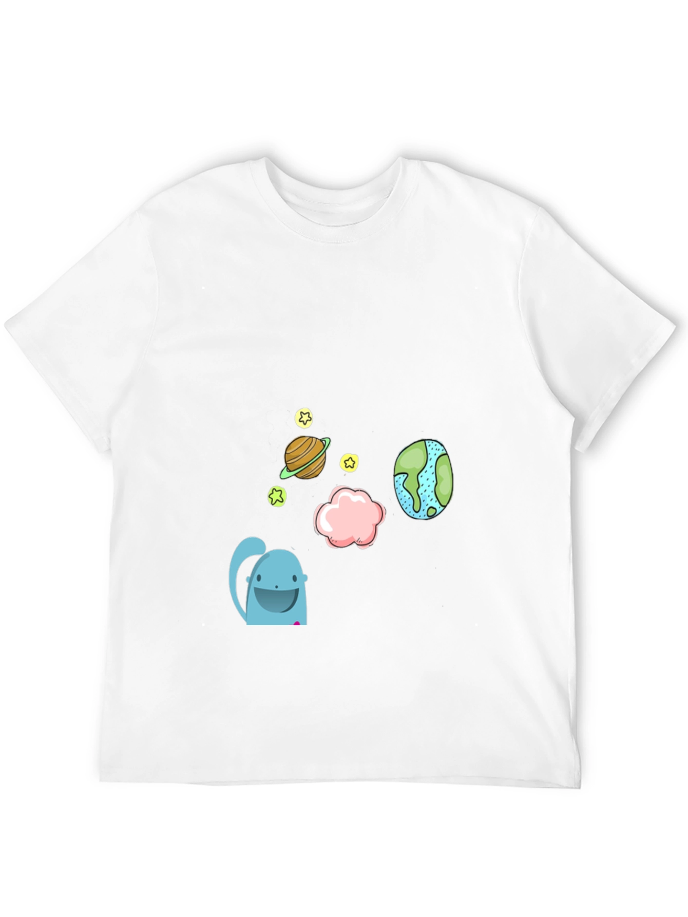 Cartoon Space Graphic Black T-Shirt