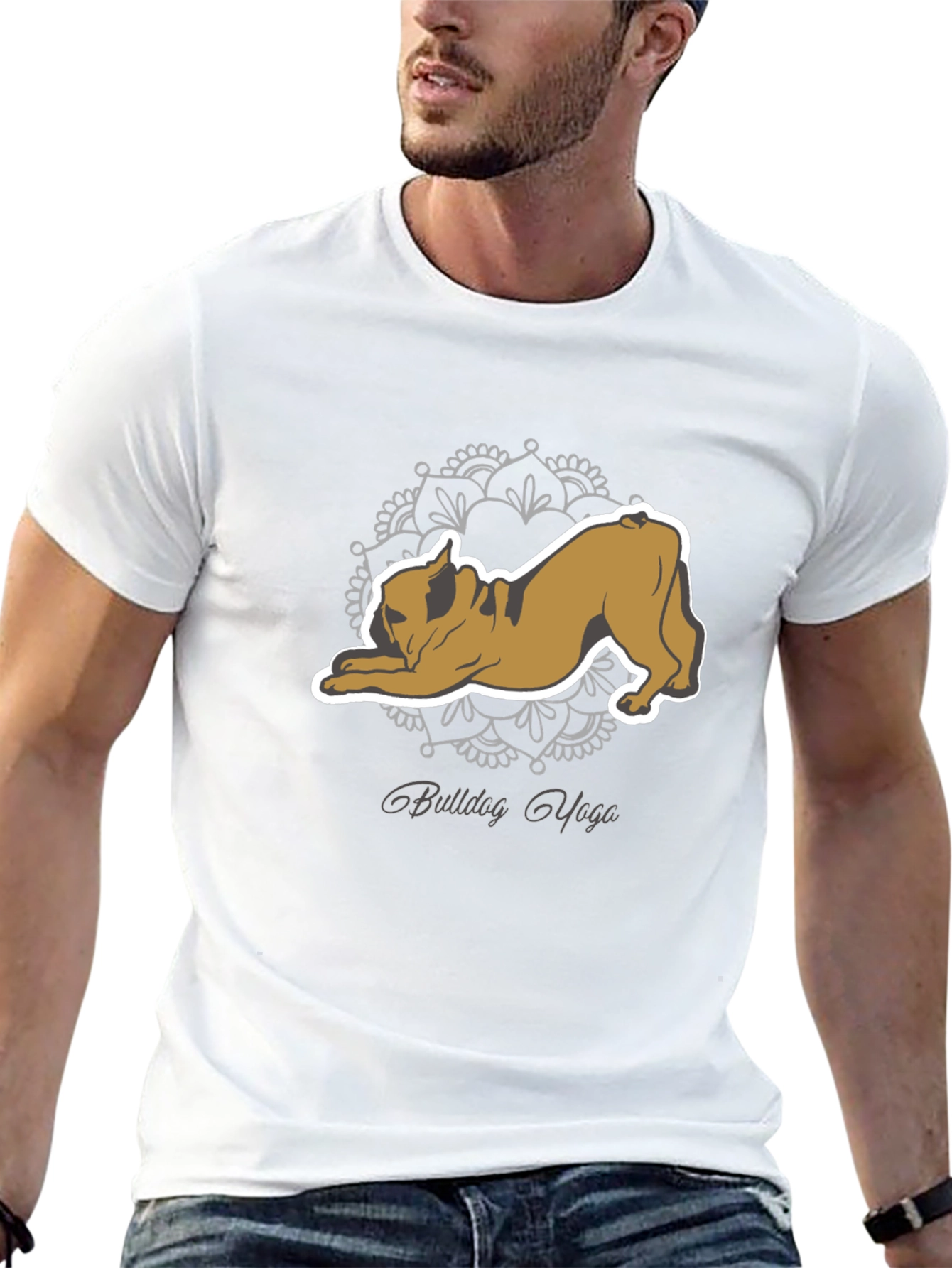 Bulldog Yoga Graphic Tee - Mens Black T-Shirt