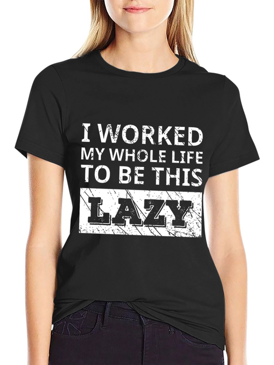 Funny Lazy Slogan Black T-Shirt