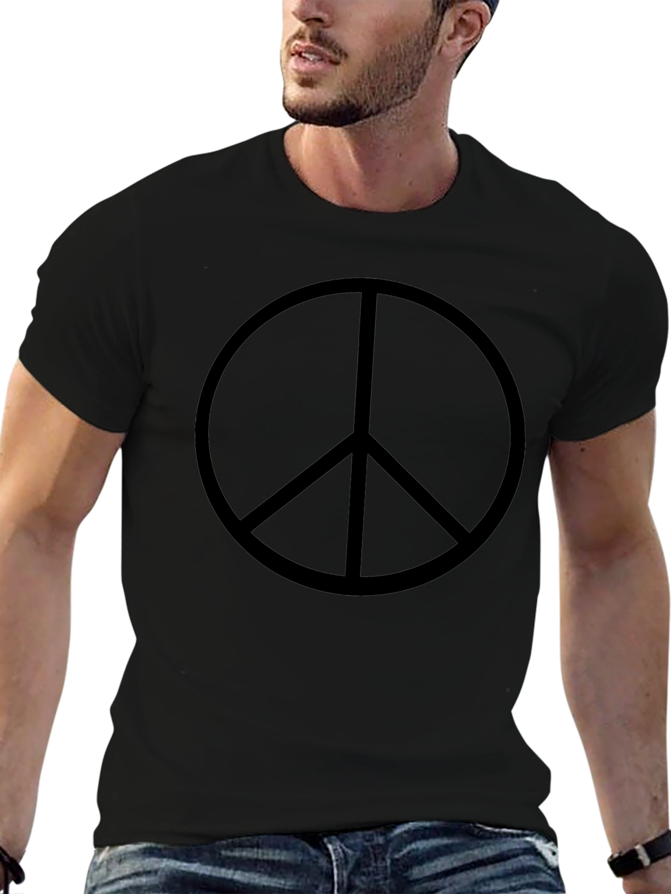 Black Peace Sign Graphic T-Shirt - Casual Menswear
