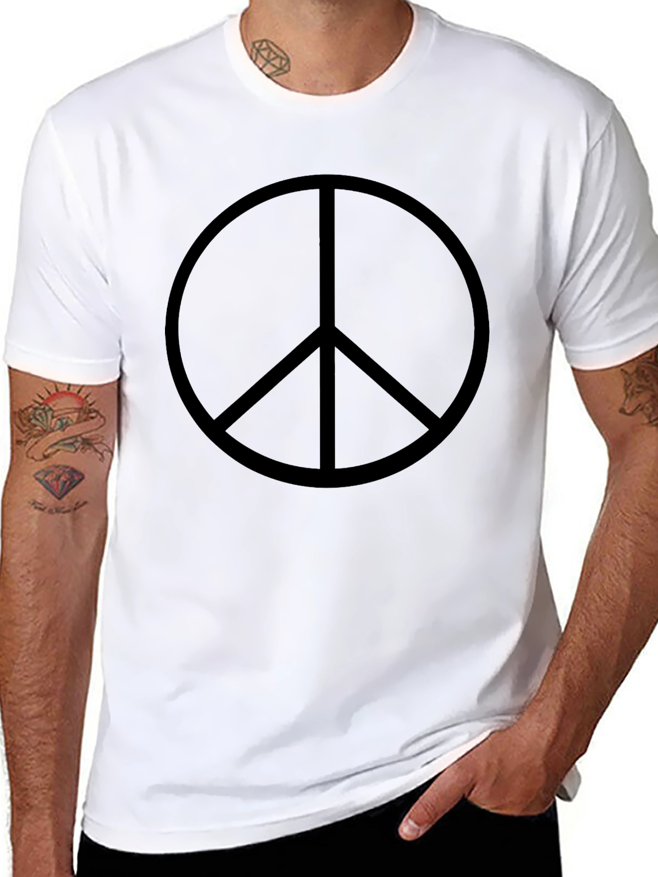 Black Peace Sign Graphic T-Shirt - Casual Menswear