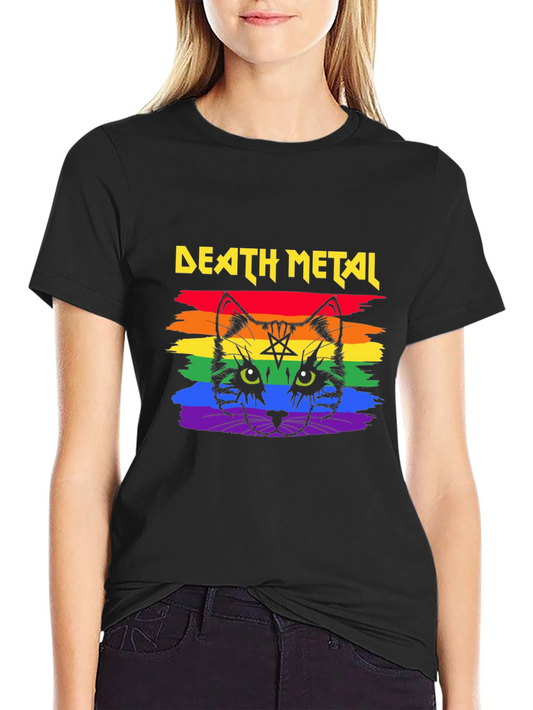 Death Metal Cat Rainbow T-Shirt