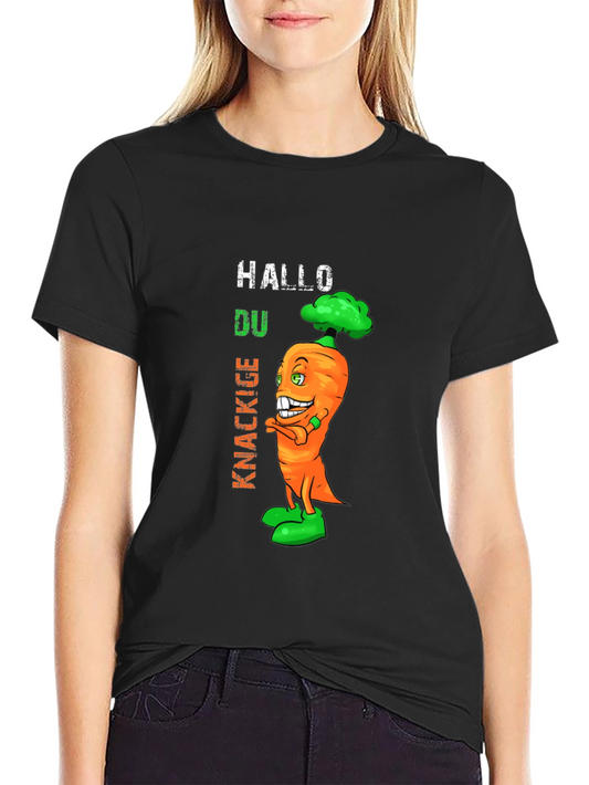 Funny Carrot Graphic T-Shirt - Hallo Du Knackige